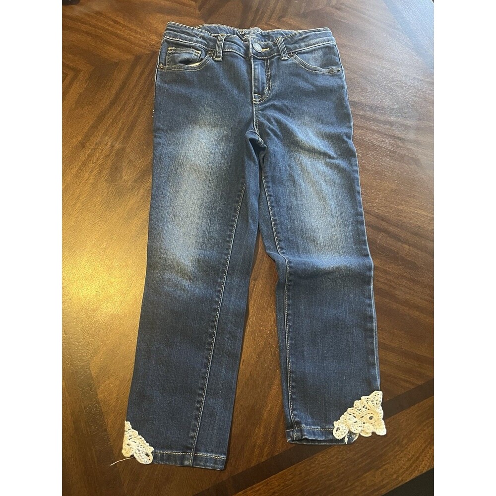 Cat & Jack Girls Super Skinny Jeans Size 10 Blue Lace Trim Cottagecore